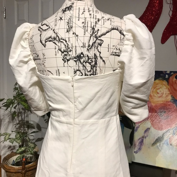 Linen Coastal Coquette Cottage Western Puff short sleeve twist knot overlay flar - Picture 9 of 16